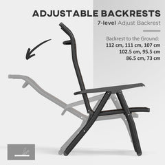 Outsunny Set of Four Folding Garden Chairs, with Seven-Position Adjustable Backs, Dark Brown