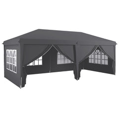 Outsunny Outsunny 3 x 6 m Garden Pop Up Gazebo, Wedding Party Tent Marquee, Water Resistant Awning Canopy with Sidewalls, Windows, Carry Bag, Grey