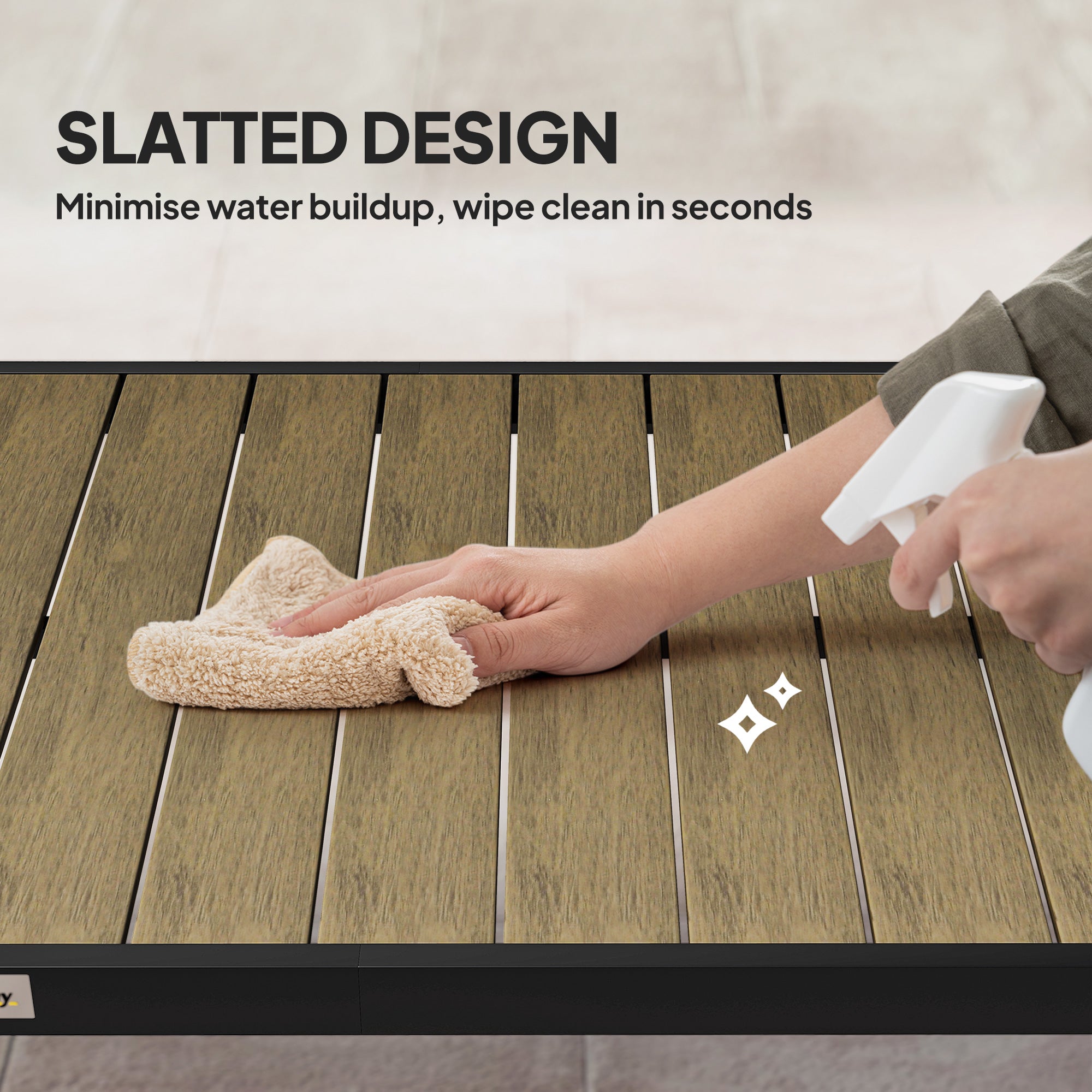 Outsunny Aluminium Outdoor Garden Dining Table for 8 People, Faux Wood Top, for Garden, Patio, 190 x 90 x 74cm, Brown