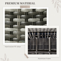 Outsunny Seven-Piece Rattan Dining Set with Tempered Glass Table Top and Parasol Hole - Grey