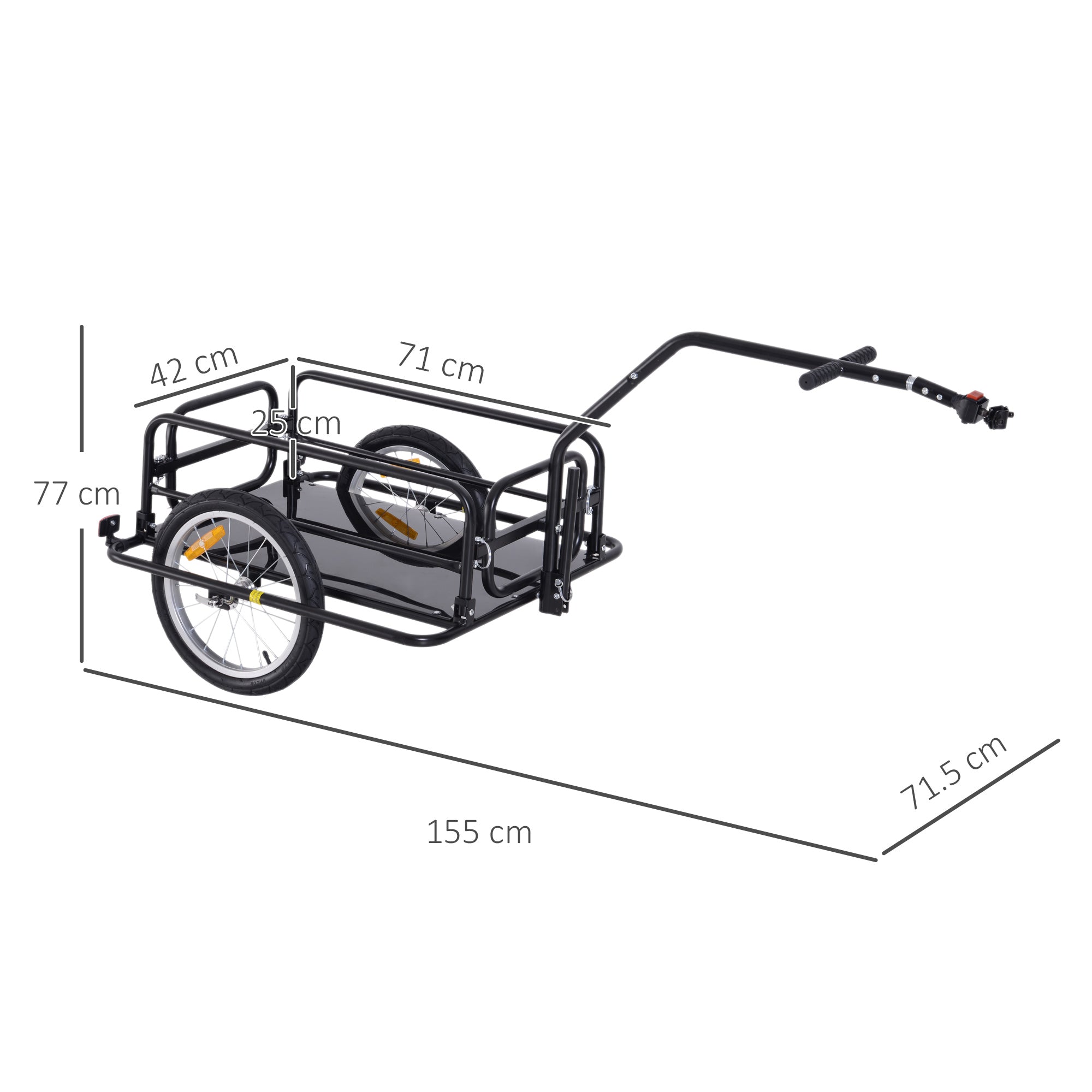 HOMCOM Bike Cargo Trailer Bicycle Trailer Cargo Storage Cart w/ Hitch Cycling Camping Luggage Storage Carrier Transport Steel Black