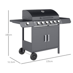 Outsunny Seven-Burner Gas BBQ Grill in Grey