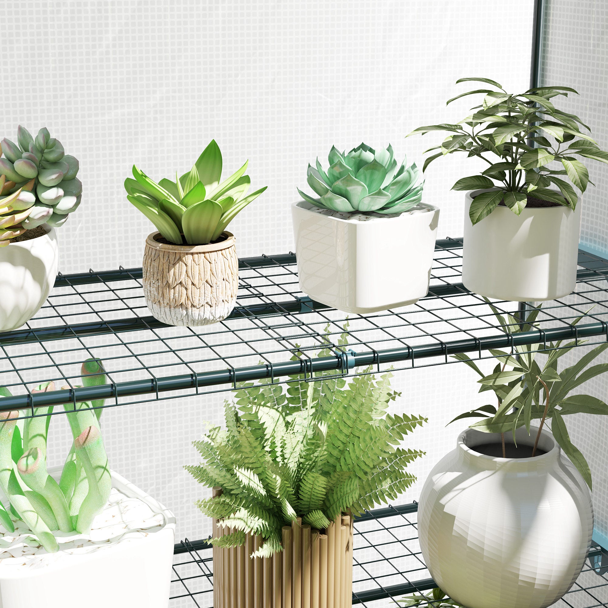 Outsunny Four-Tier Mini Greenhouse - Green/White