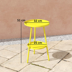 Outsunny Two-Tier Metal Garden Table - Yellow - product image 3