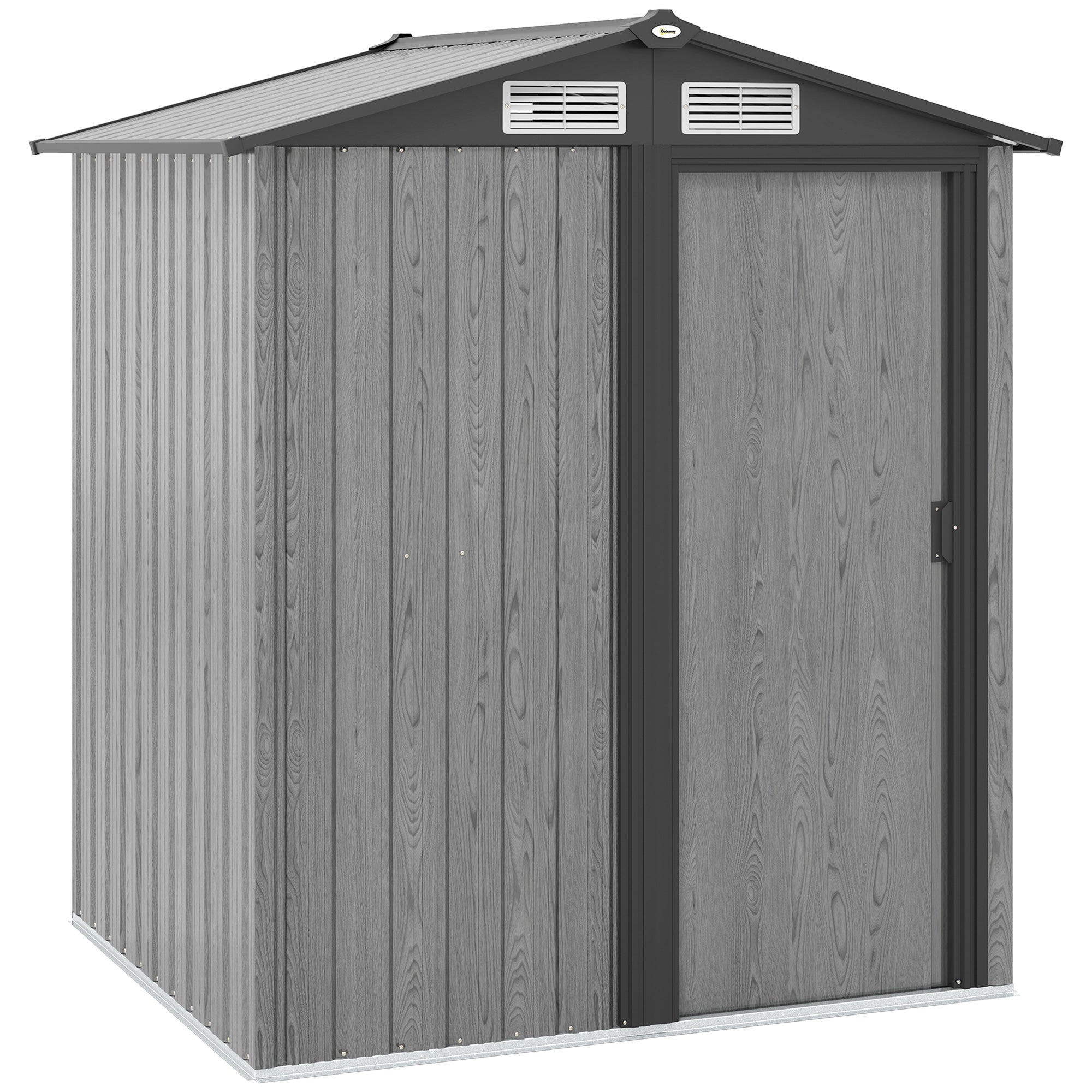 Outsunny 4.3 x 5ft Outdoor Garden Storage Shed - Grey Wood Effect