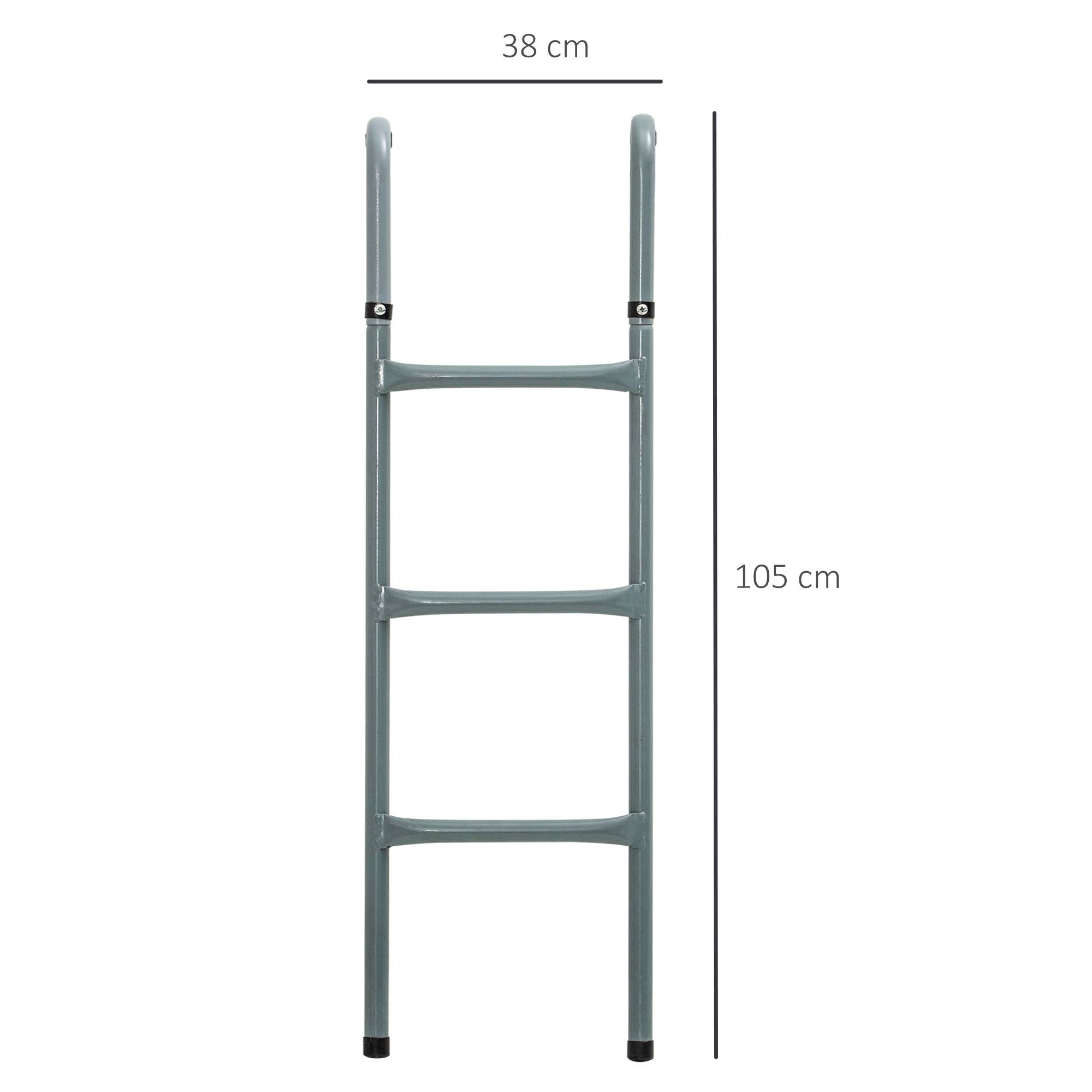 HOMCOM 12/14ft Trampoline Ladder Galvanized w/ Non-slip Mat