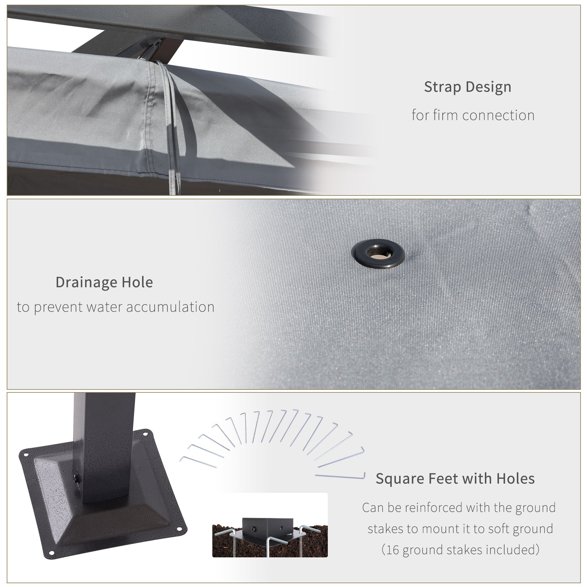 Outsunny 3 x 3(m) Metal Retractable Pergola, Garden Gazebo Metal Pergola Canopy Outdoor Sun Shade Shelter for Party BBQ, Grey