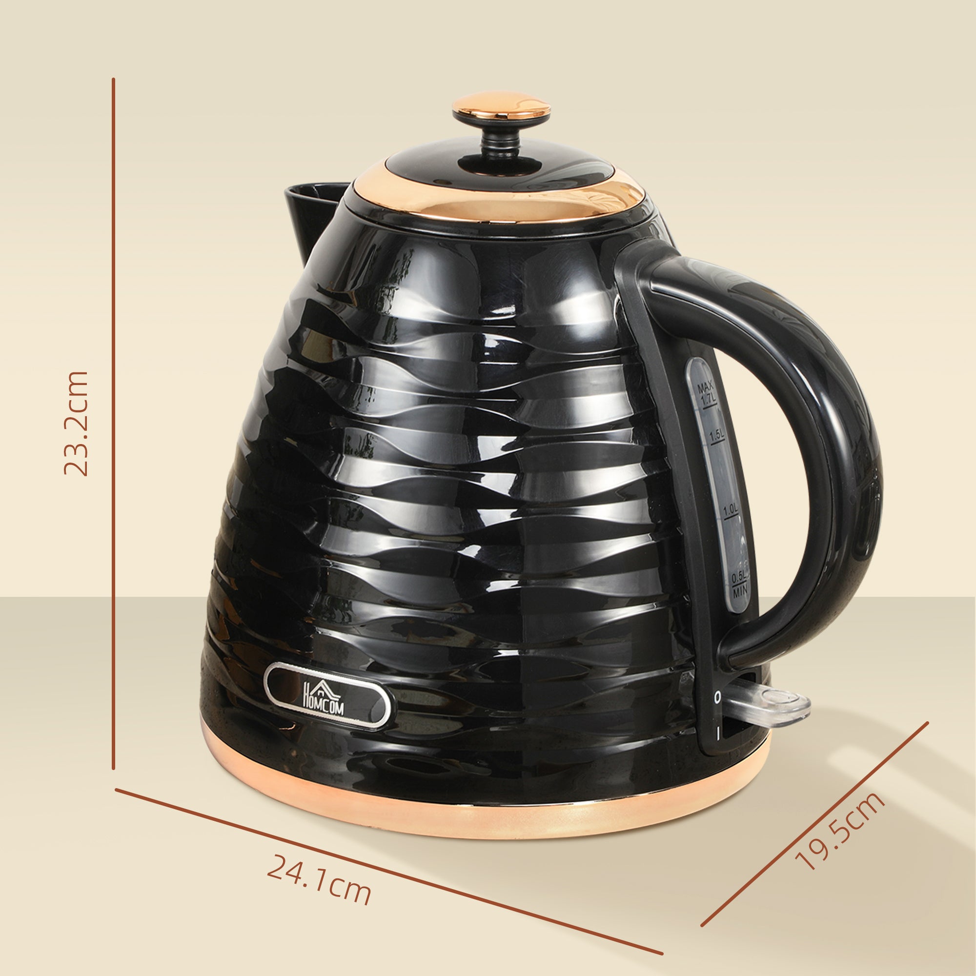 HOMCOM 3kW Rapid Boil Honeycomb Kettle - Black