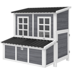 PawHut Wooden Chicken Coop with Nesting Box, Slide-Out Tray, Perches, for 2-4 Chickens, 100 x 86 x 100cm