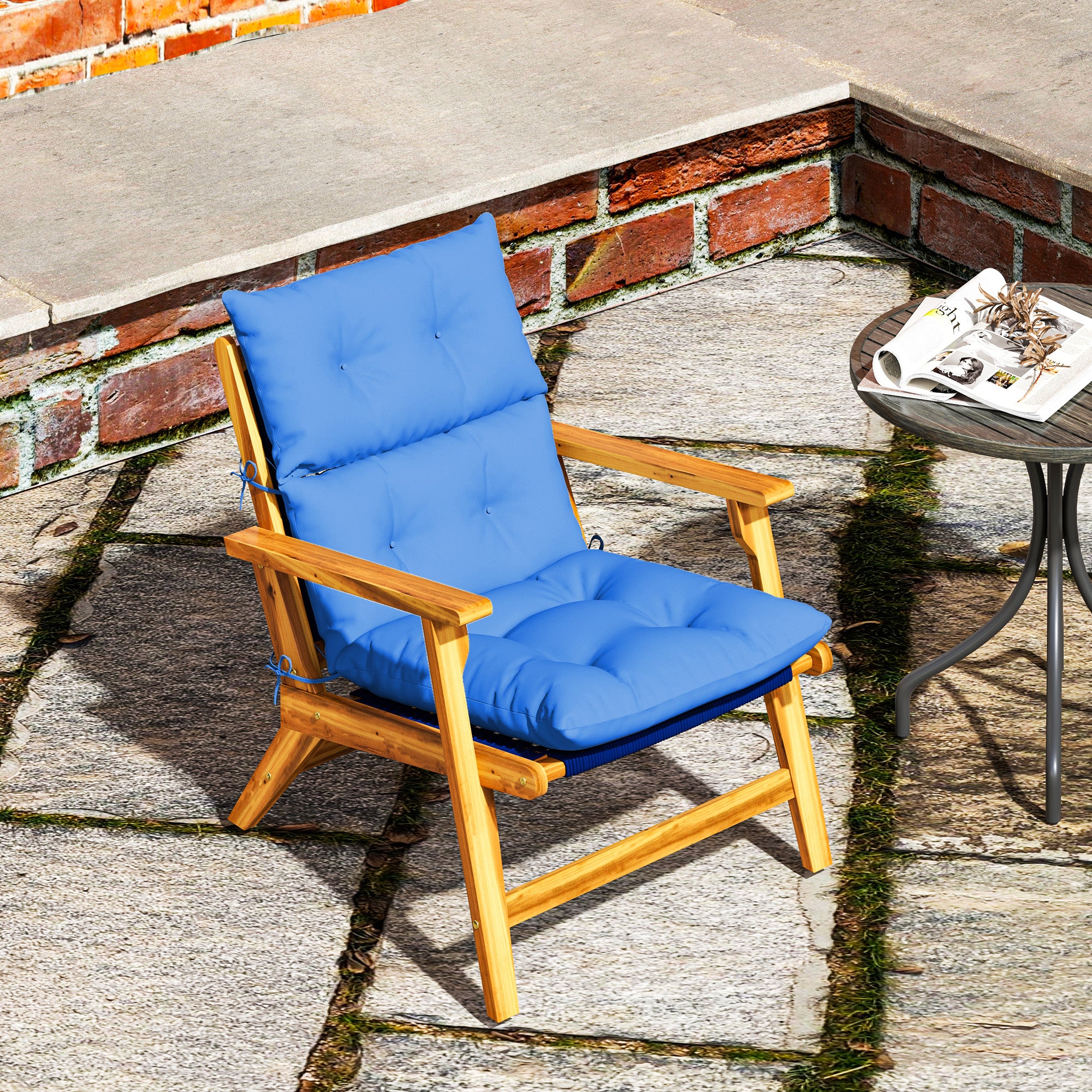 Outsunny 115 x 56cm Rocking Chair Padded Seat Cushion - Blue