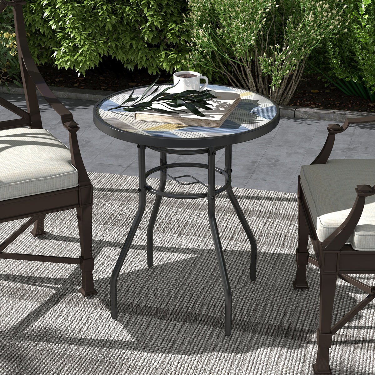 Outsunny Φ60 Garden Table in Multi Colour, image 2