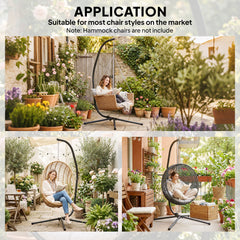 Outsunny Hanging Egg Chair Stand Only, Hammock Chair C-Stand with Hanging Chain, Black