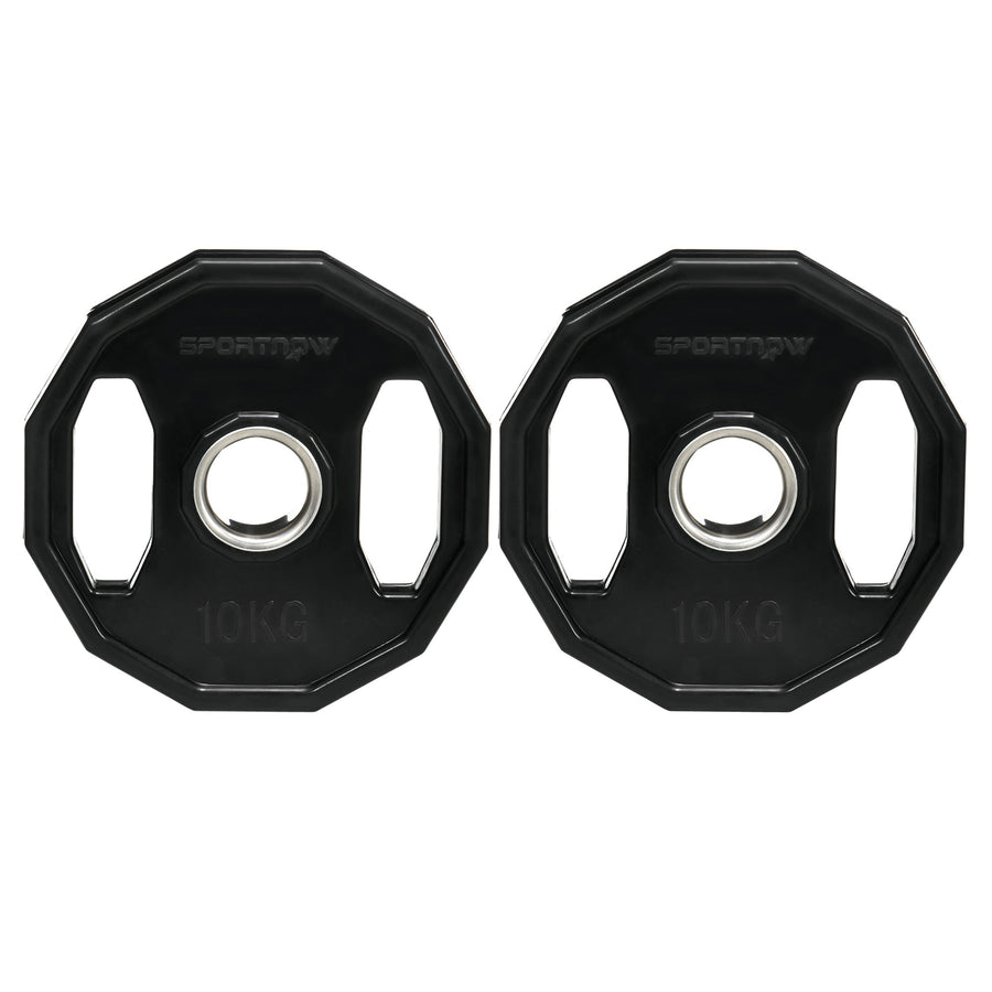 SPORTNOW Olympic Weight Plates Set, Metal and Rubber Bumper Plates Weights Discs with 2"/5cm Holes, for Home Gym Weight Lifting Strength Training, 2 x 10kg, Black