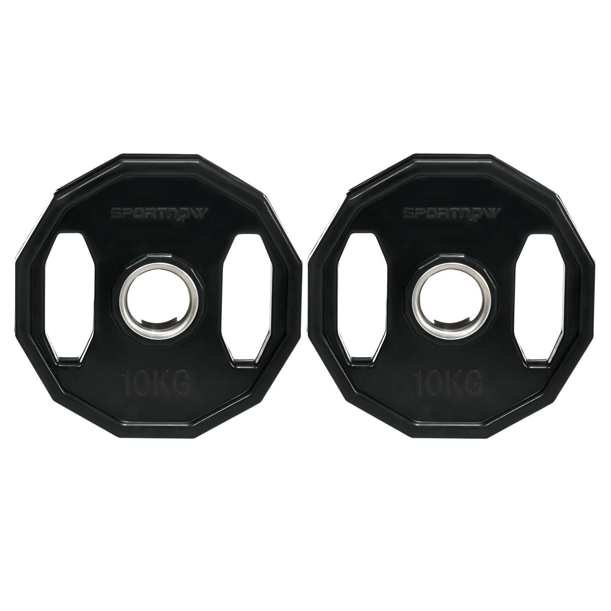 SPORTNOW Olympic Weight Plates Set, Metal and Rubber Bumper Plates Weights Discs with 2"/5cm Holes, for Home Gym Weight Lifting Strength Training, 2 x 10kg, Black