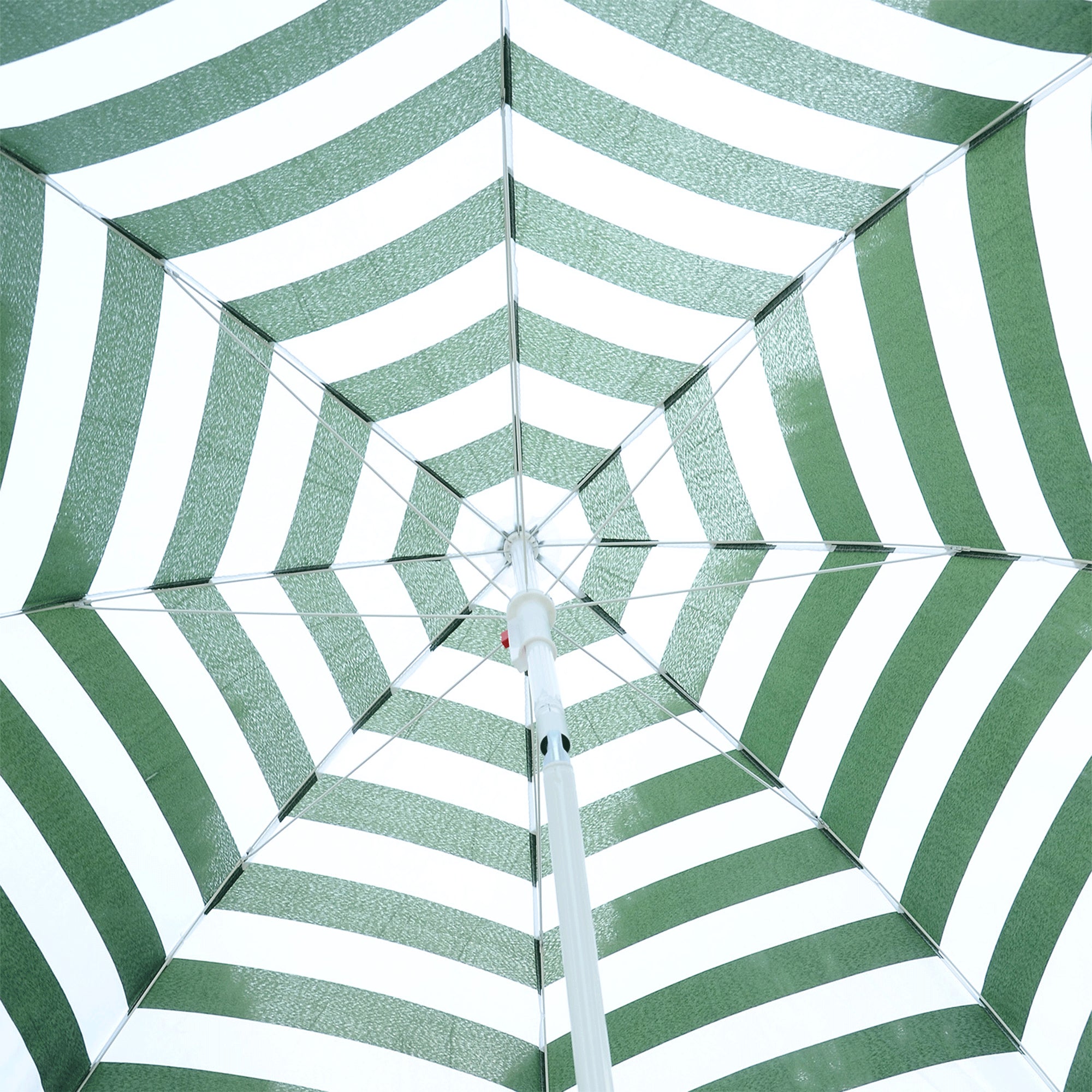 Outsunny 1.8m Beach Parasol Umbrella with Tilt Canopy, Lightweight Patio Garden Sunshade with 8 Ribs, Green & White Stripe