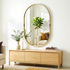 HOMCOM Wall Mirror, Bathroom Mirror with Elevated Aluminium Alloy Frame, 60 x 90 cm, Gold Tone