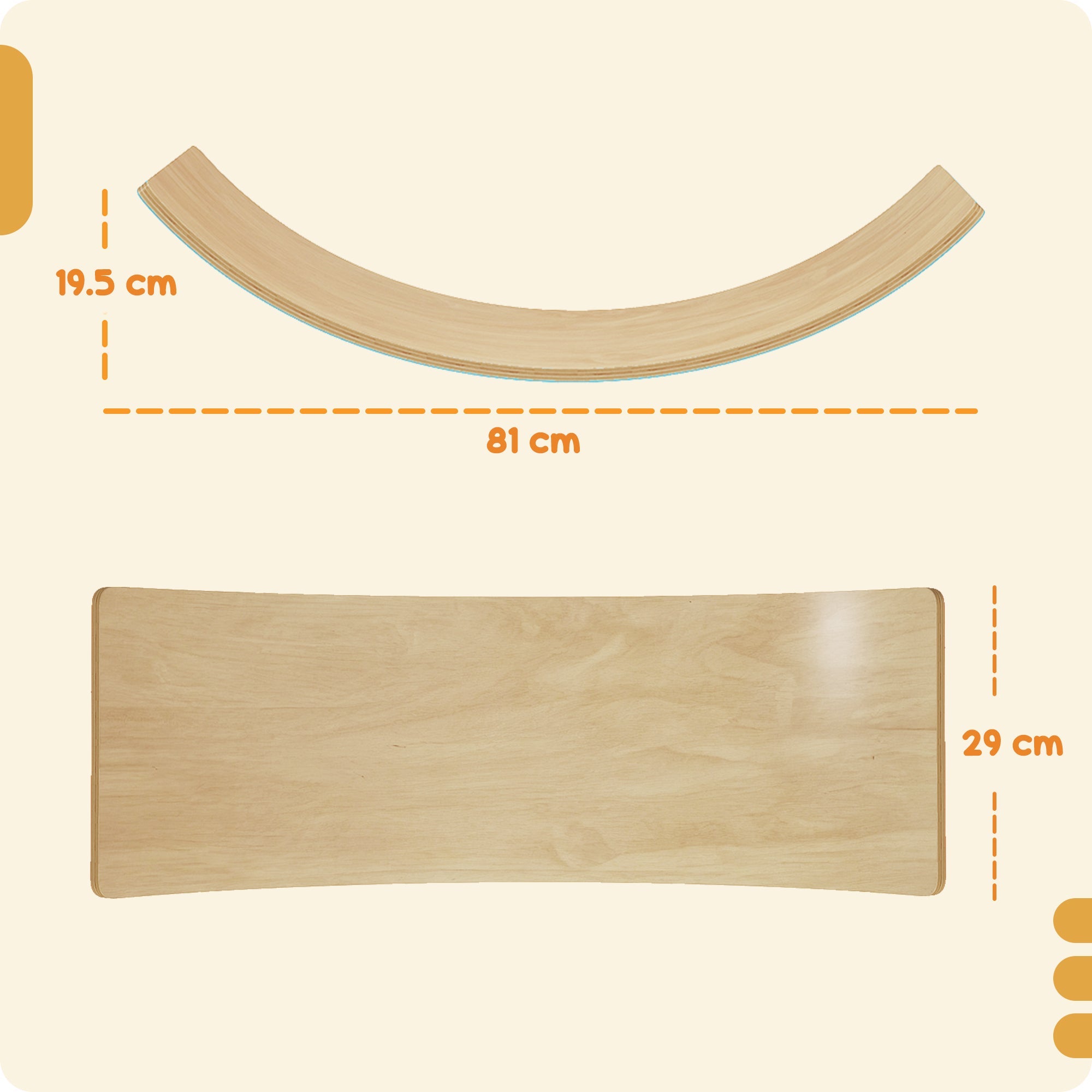 AIYAPLAY Wooden Balance Board for Kids, Wobble Board with Silent Felt for Sensory Play, Blue