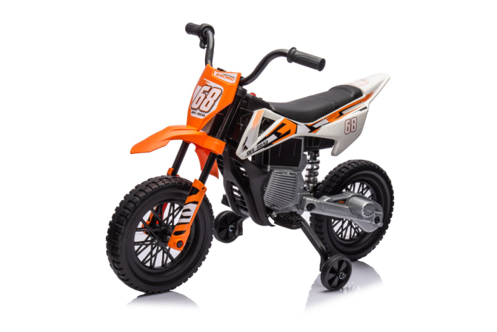 AIYAPLAY 12V Kids Electric Motorbike, Kids Electric Ride on motorcycle w/ Twist Grip Throttle, Training Wheels, Orange