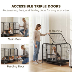 PawHut Heavy Duty Dog Crate,93 x 58 x 76 cm, Large Dog Cage for Small to Medium Breeds