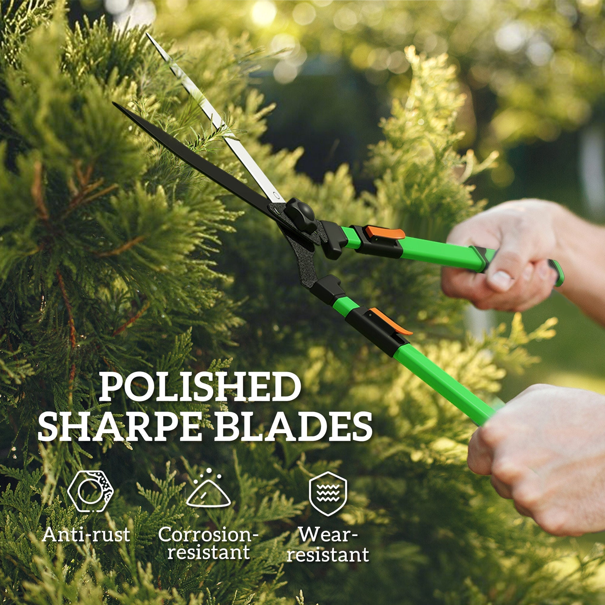 Outsunny 2 Pcs Garden Shears Set, Tree Lopper, Hedge Shears with Telescopic Extendable Handles, Garden Shears for Hedges, Shrubs and Bushes, Lightweight Shrub Care Kit for Cutting, Trimming