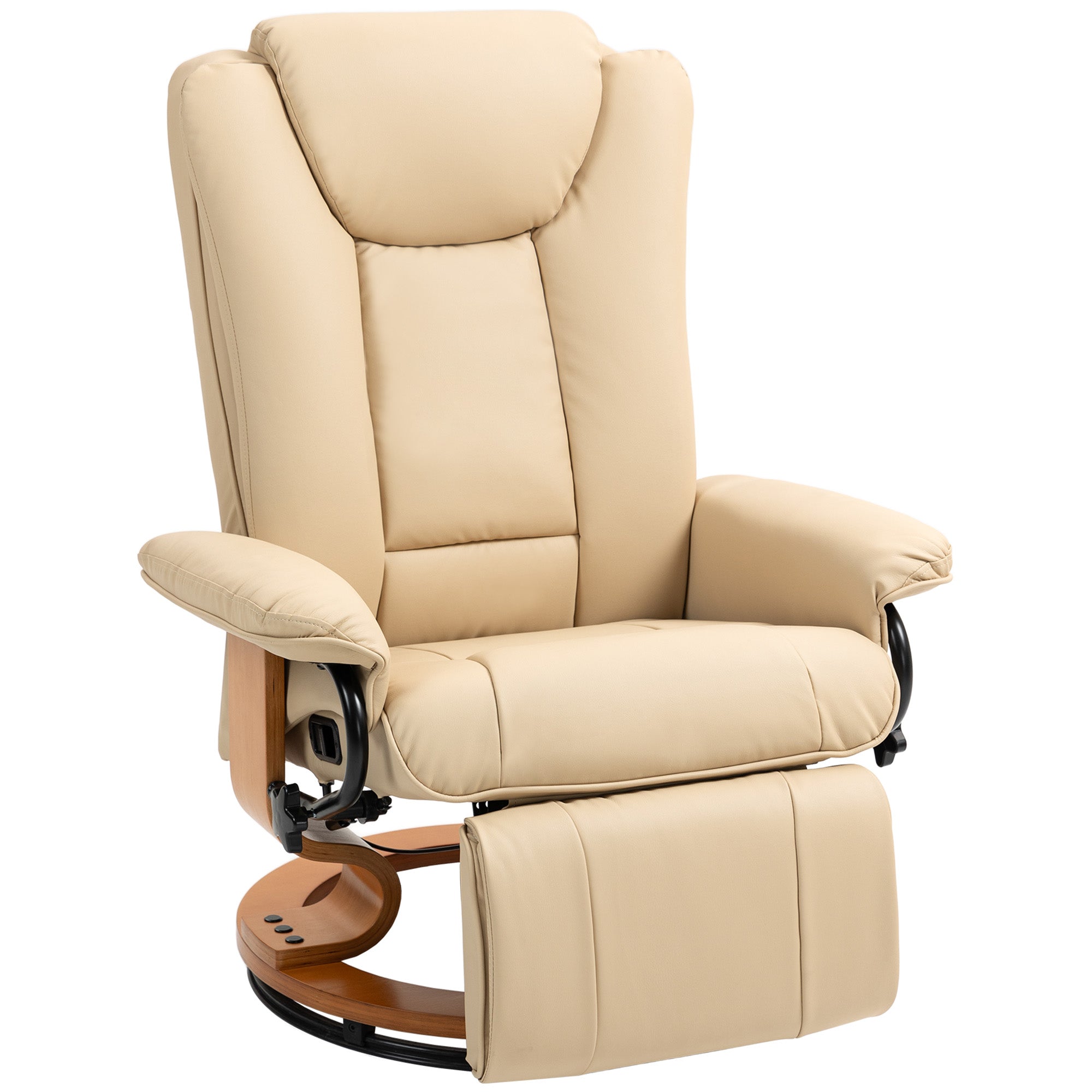 HOMCOM Faux Leather Recliner Chair - Beige
