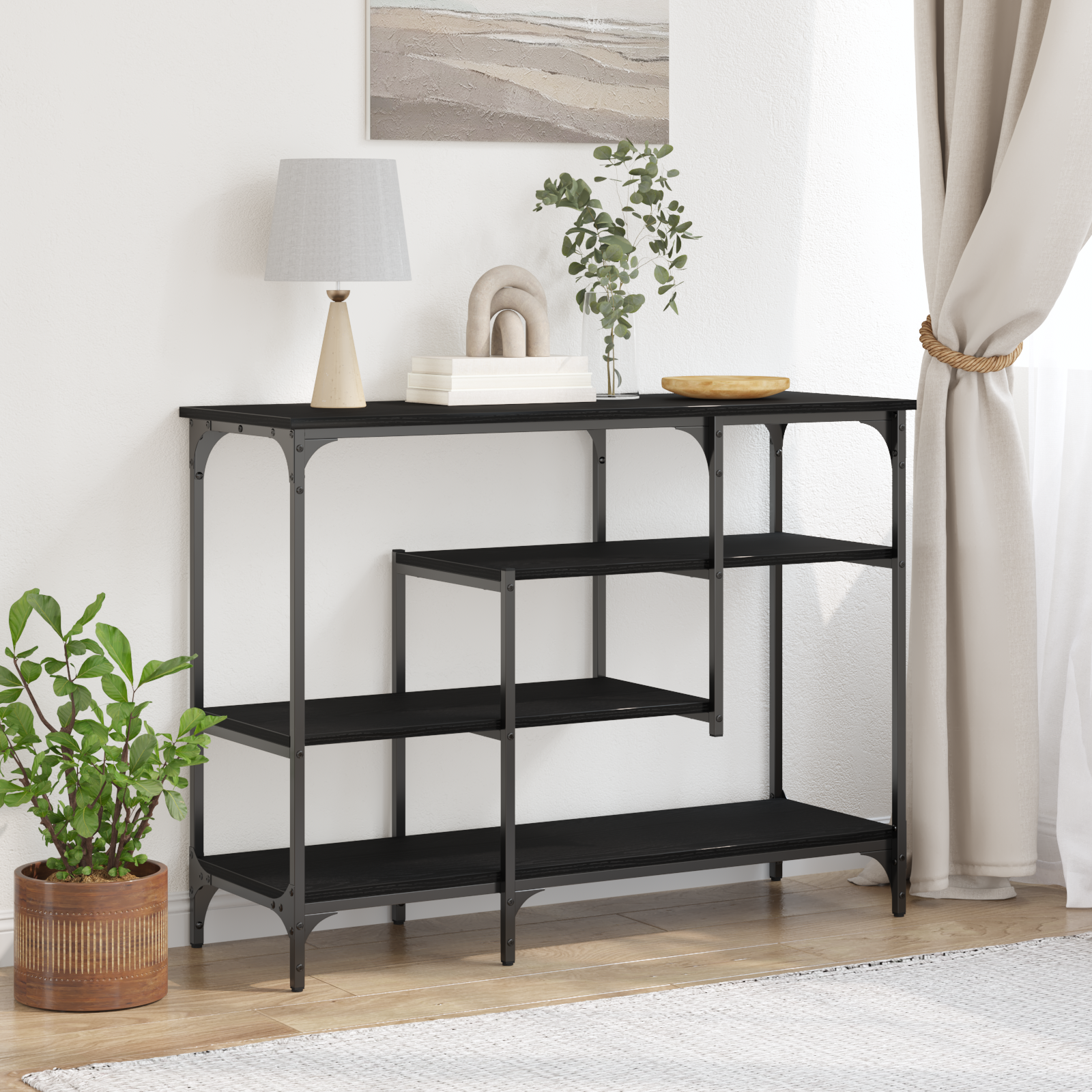vidaXL Console Table Black oak 100 x 35 x 75 cm 1