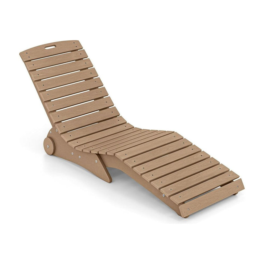 In-Pool Lounge Chair Ergonomic S-Curve HDPE Pool Chaise Lounger with Wheels-Brown