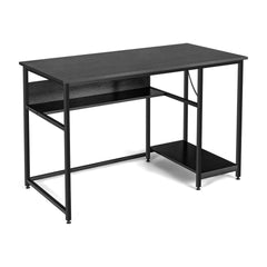 Industrial Computer Desk with Storage Shelf and CPU Stand in black with a metal frame