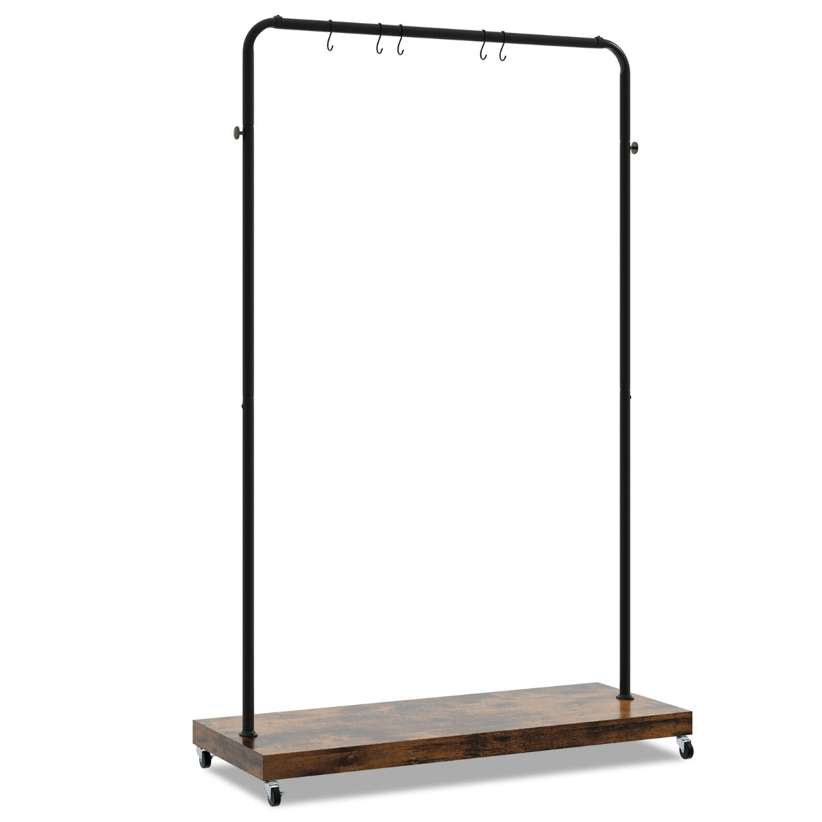 Industrial Clothes Rack Rolling Garment Rack with Bottom Storage Shelf-Rustic Brown