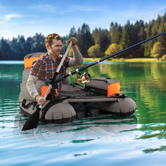 Inflatable Fishing Float Tube Portable Fishing Boat with Shoulder Straps-Orange