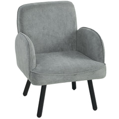 HOMCOM Lounge Chair Velvet Upholstered Armchair with Spring Cushion for Living Room Bedroom Grey