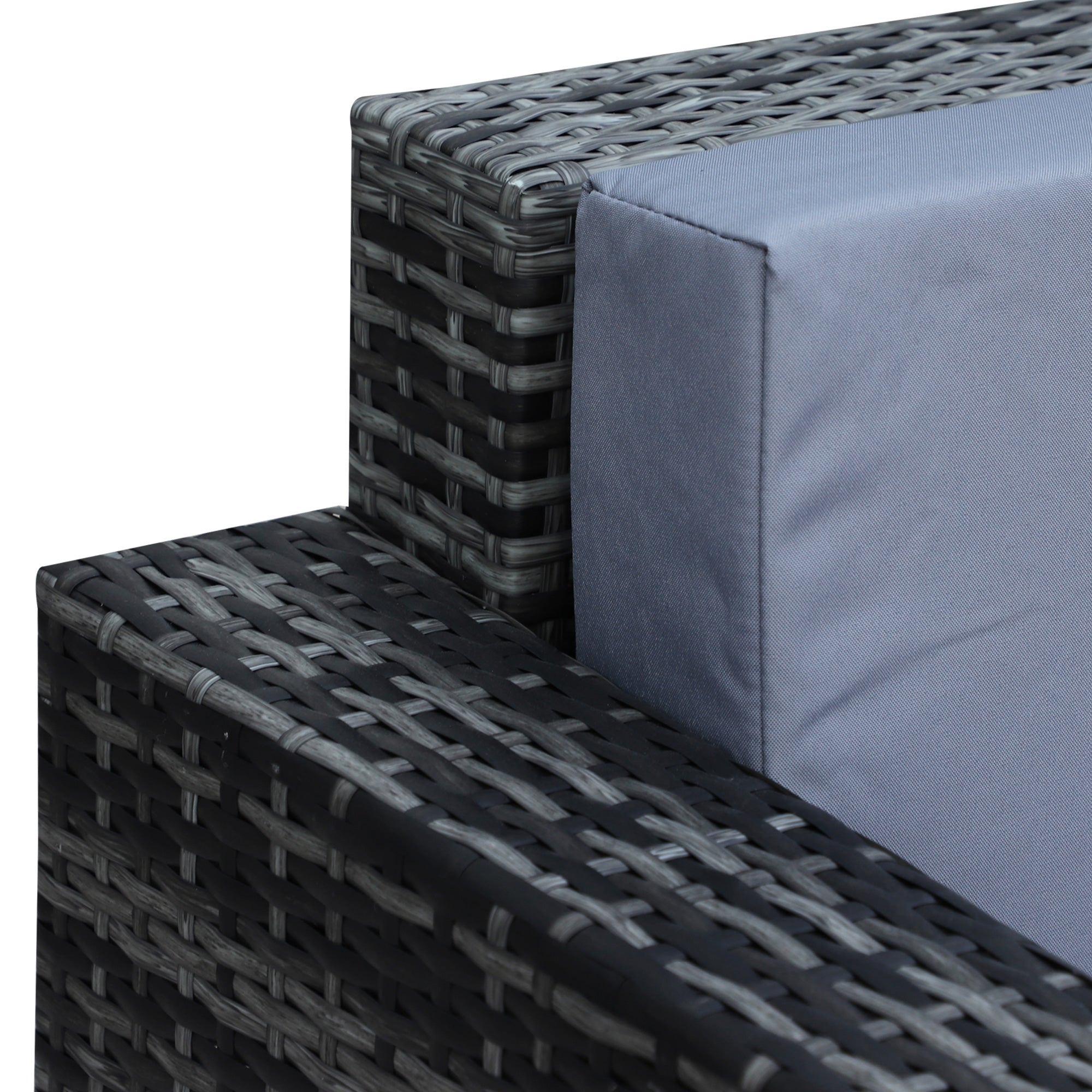 Outsunny 3 Seater All Weather Outdoor Sofa, Garden Rattan Sofa with Cushions and Mental Frame, Grey