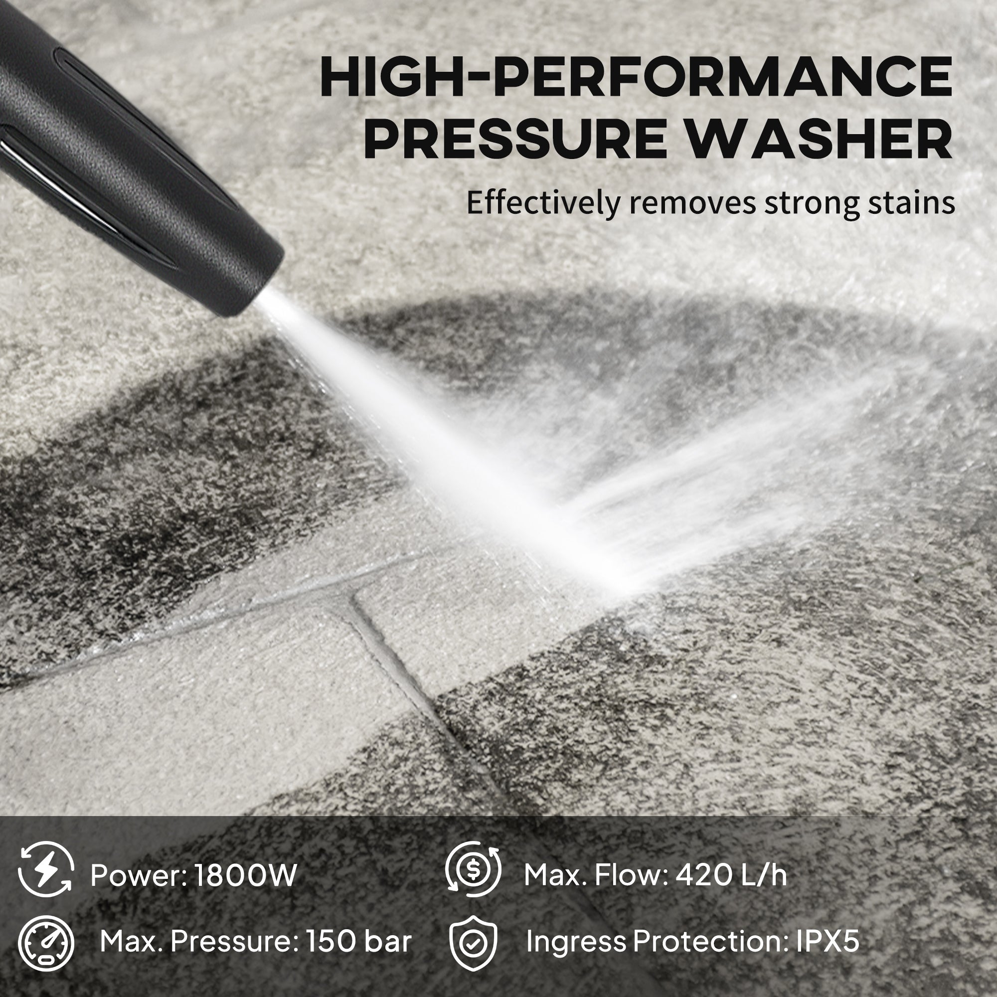 Outsunny 150-Bar Pressure Washer, with Accessories - Red/Black