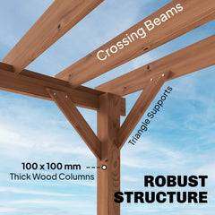 Outsunny 3.6 x 3 m Wooden Pergola Kit, Garden Pergola Gazebo Grape Trellis with Triangle Supports, Maple Wood-effect
