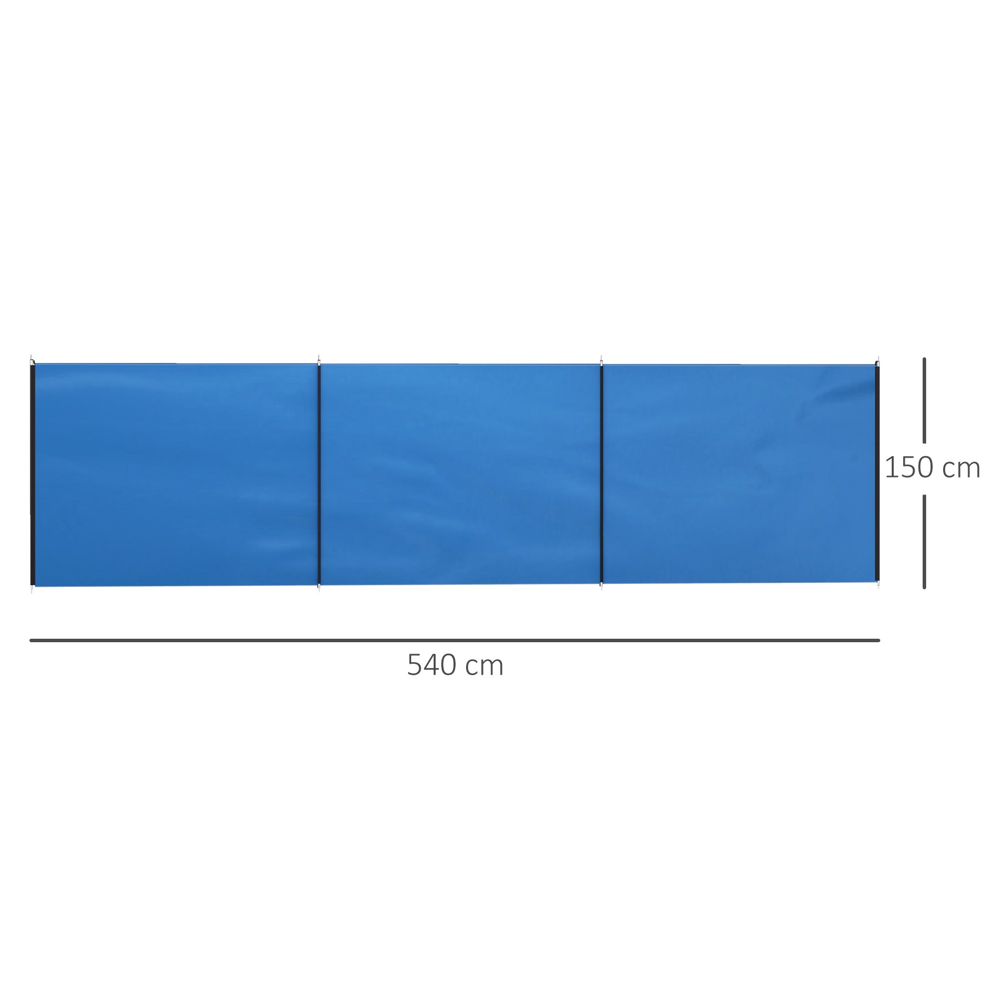 Outsunny 4 Pole Camping Windbreaks, Beach Wind Shield Shelter with Carry Bag and Steel Poles, Outdoor Caravan Privacy Shield, 540cm x 150cm, Blue