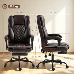 HOMCOM Executive Home Office Chair Reclining Function Footrest Computer Desk Chair High Back, Brown