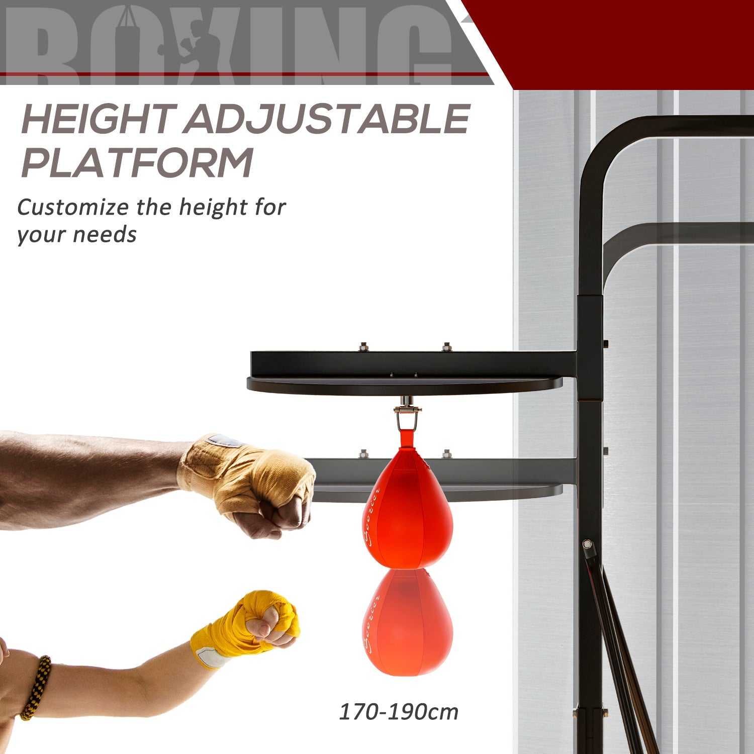 HOMCOM Adjustable Freestanding Speedbag, Punch Bag Hanger, Black