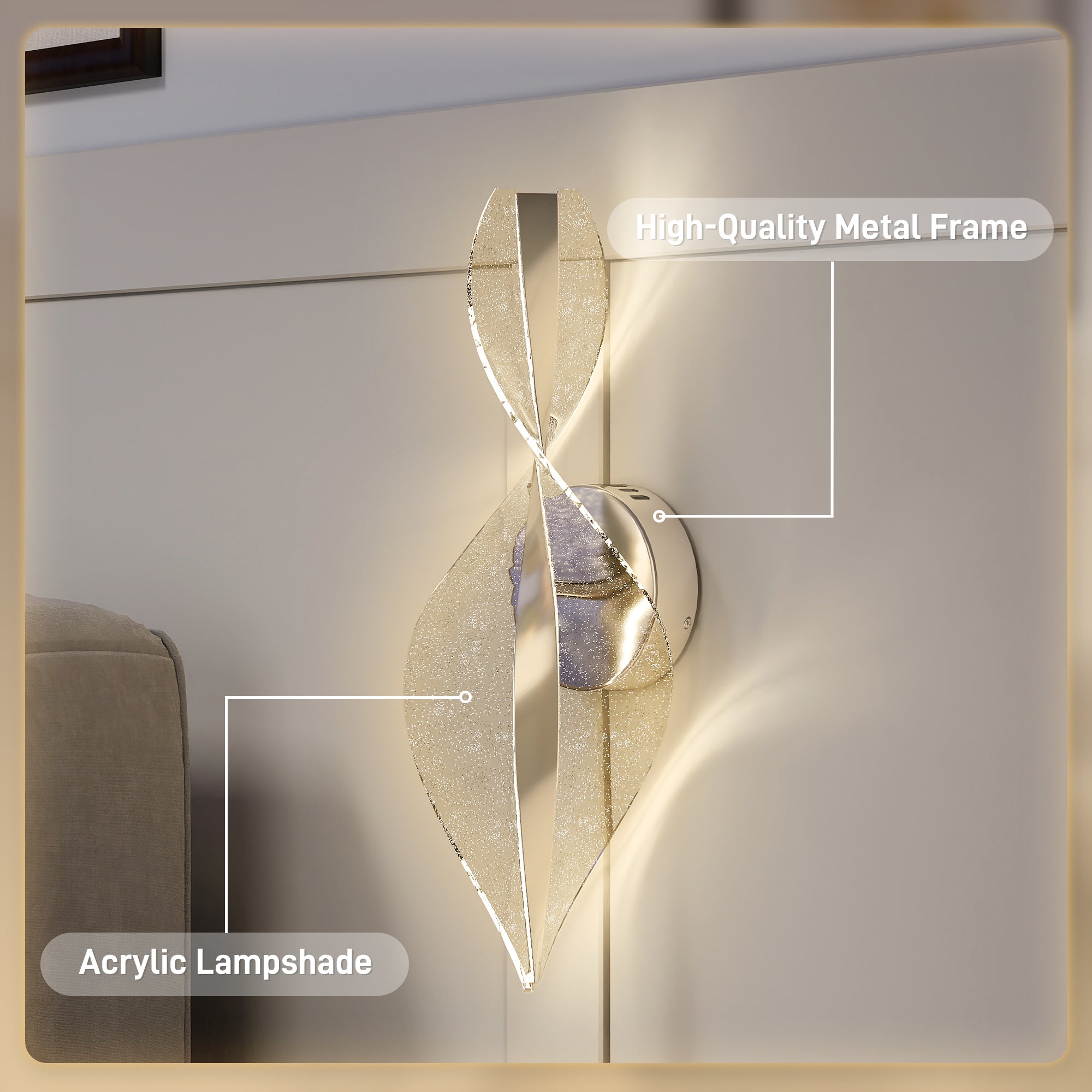 HOMCOM Led Wall Lamp 2 Pack, 13W Modern Indoor Spiral Wall Light, Colour Temperature Adjustable 3000K/4000K/6500K, for Bedroom, Living Room, Hallway, Stairs, Silver Tone