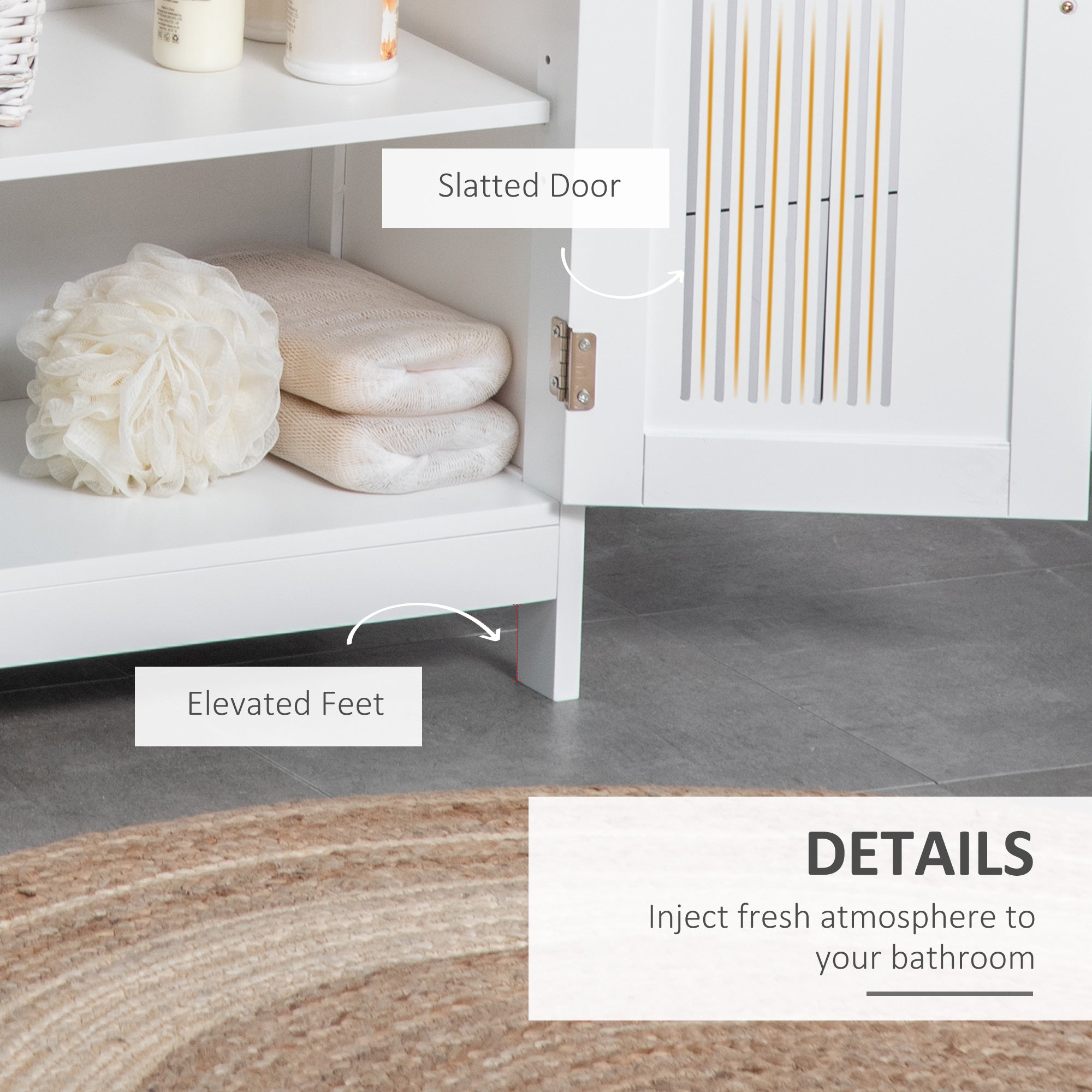 kleankin Modern Bathroom Floor Cabinet - White