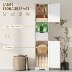 HOMCOM Slim Bathroom Storage Cabinet, with Sensor Lights - White