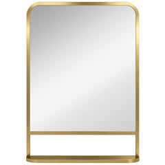 HOMCOM Modern Rectangular Wall Mirror with Storage Shelf, 70 x 50 cm, Gold Tone