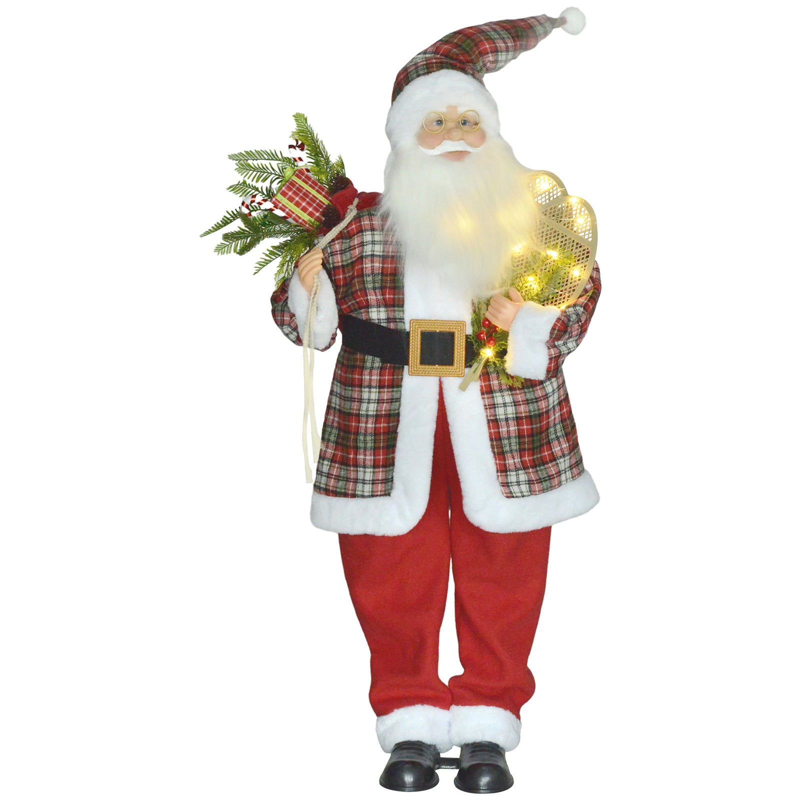 HOMCOM 120cm Animated Santa Claus Figure, with Sound and Lights - Red/Green