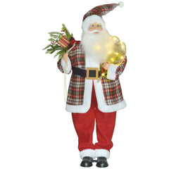 HOMCOM 120cm Animated Santa Claus Figure, with Sound and Lights - Red/Green