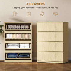 HOMCOM Chest of Drawers, 4-Drawer Storage Cabinets, Modern Dresser, Storage Drawer Unit for Bedroom