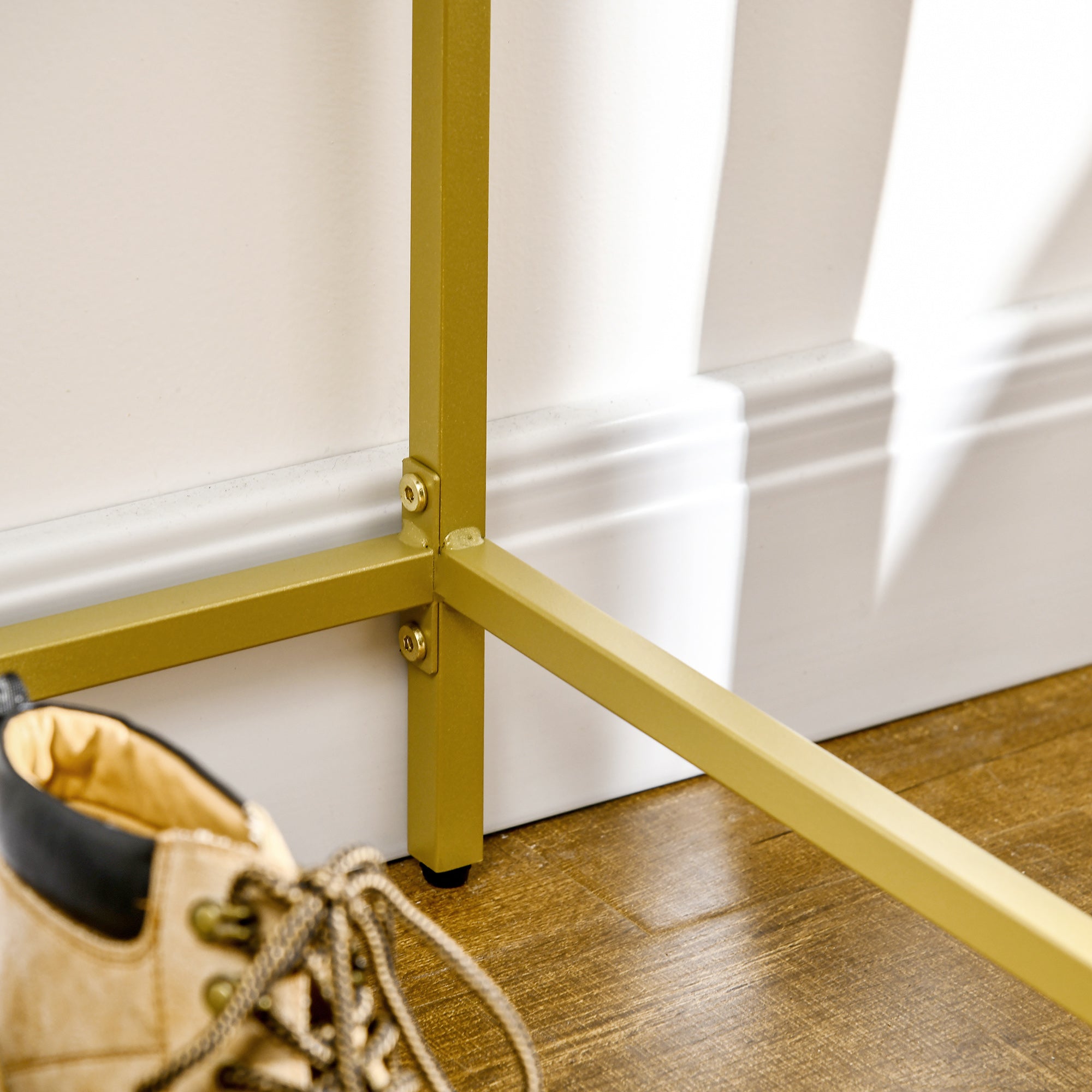 HOMCOM Modern Console Table, Tempered Glass Top Sofa Table with Steel Frame Adjustable Feet for Living Room, Hallway, White