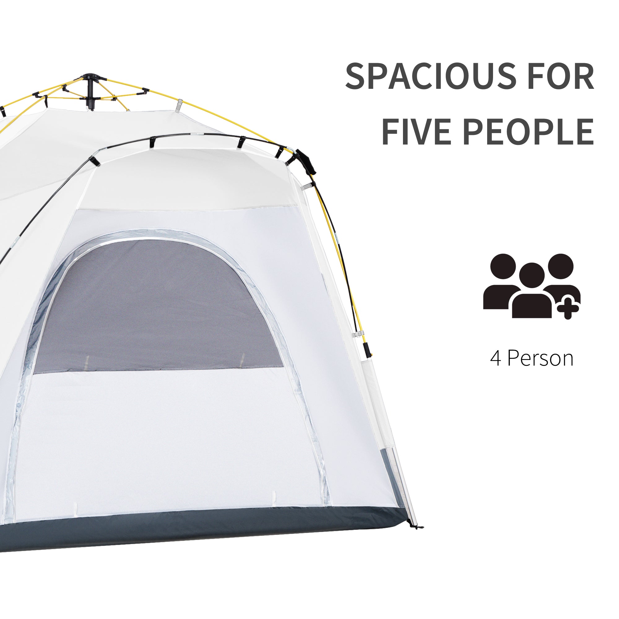 Outsunny 4 Person Automatic Camping Tent, Outdoor Pop Up Tent, Portable Backpacking Dome Shelter, Light Grey