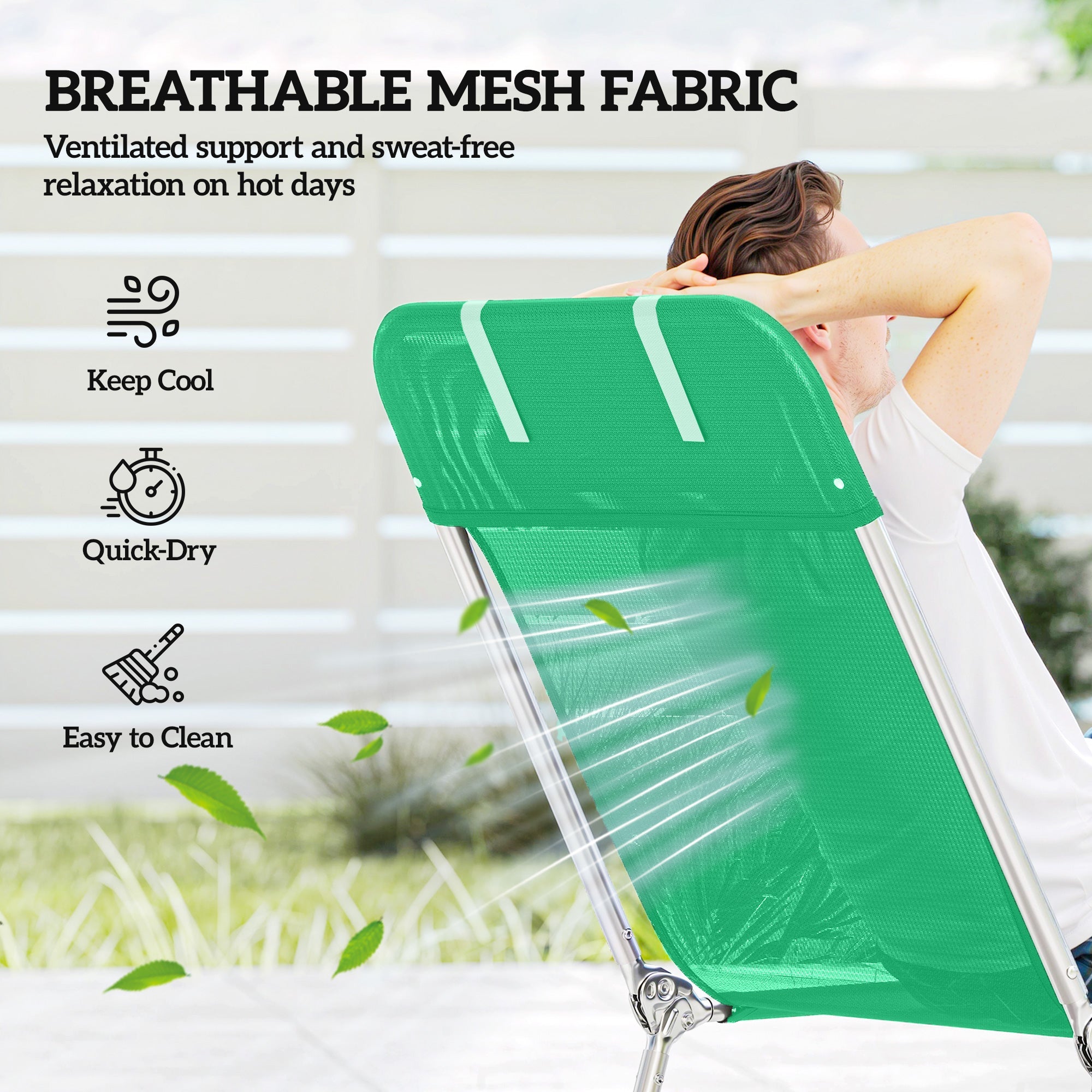 Outsunny Steel Frame Sun Lounger, with Reclining Back - Dark Green