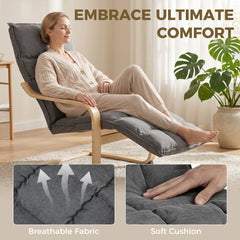 HOMCOM Modern Accent Chair, Leisure Lounge Chair Armchair with Footrest, Plush Cushion, Curved Legs and Arms, Grey