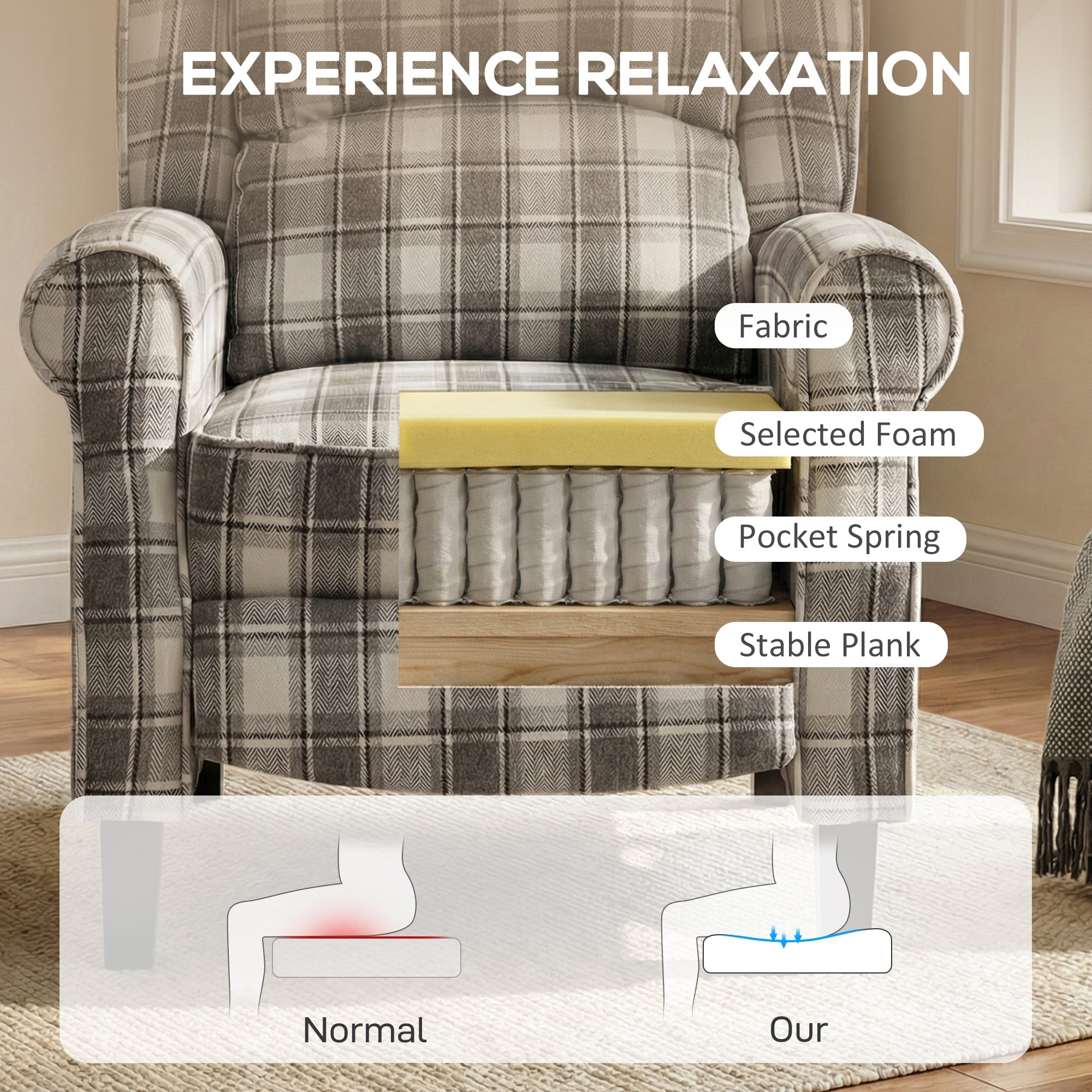 HOMCOM 160Â° Reclining Armchair, with Footrest - Grey and White