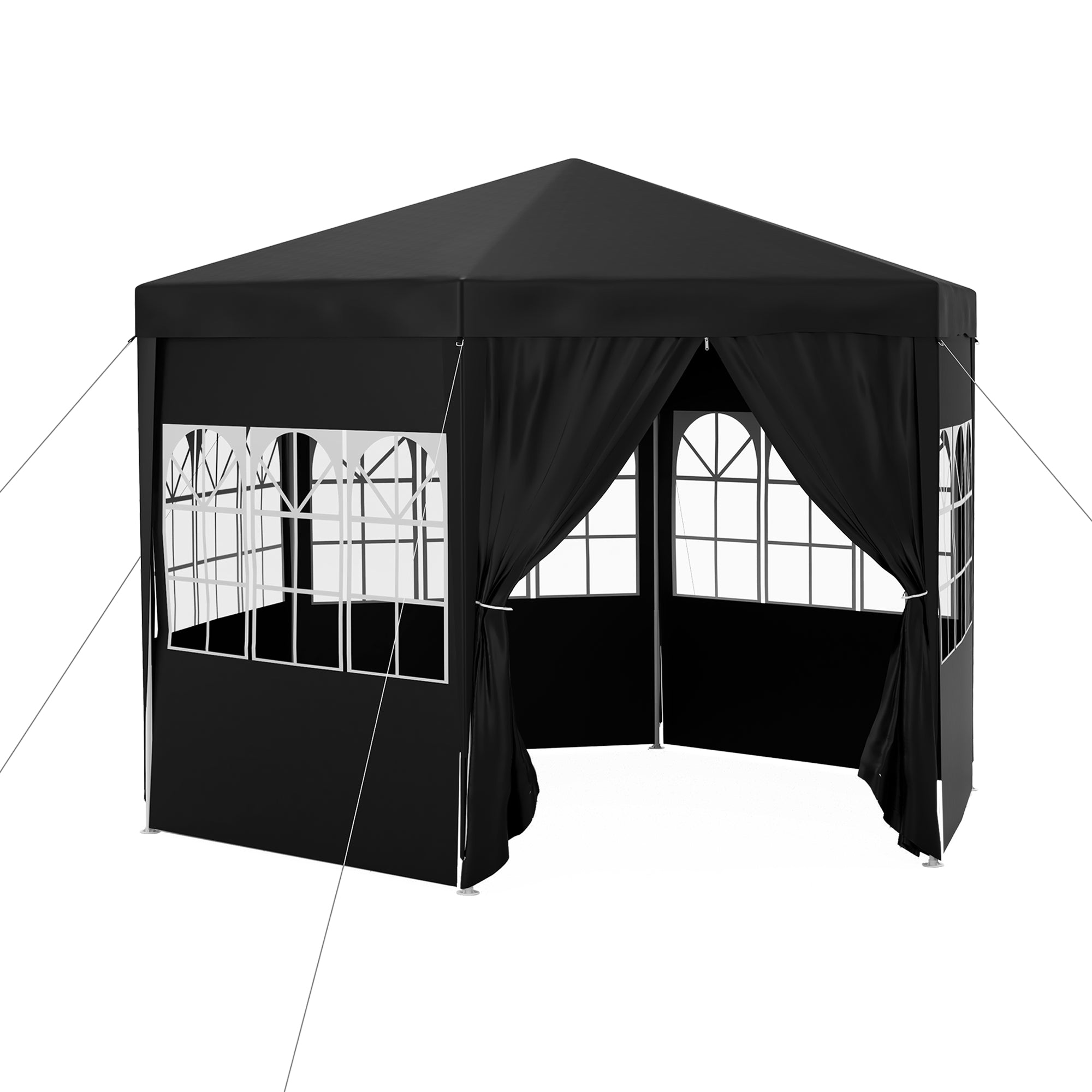 Outsunny 4 m Party Tent Wedding Gazebo Outdoor Waterproof PE Canopy Shade with 6 Removable Side Walls
